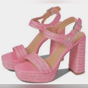 Steve Madden Lombardo Jute Platform Sandals In Pink Womens Size 8 - NWOB